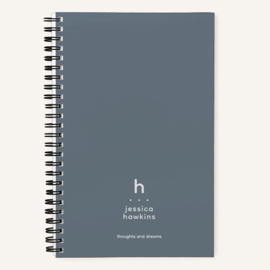 Carnet Poussière Bleue Tendance Monogramme Moderne (Recto)