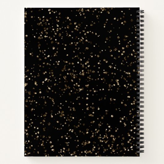 Carnet Poussière Parties scintillant or sur noir (Dos)