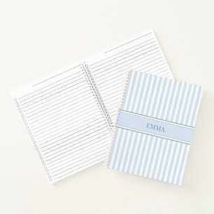 Carnet Poussiéreux Bleu Rayé Simple Nom Personnalisé Prép