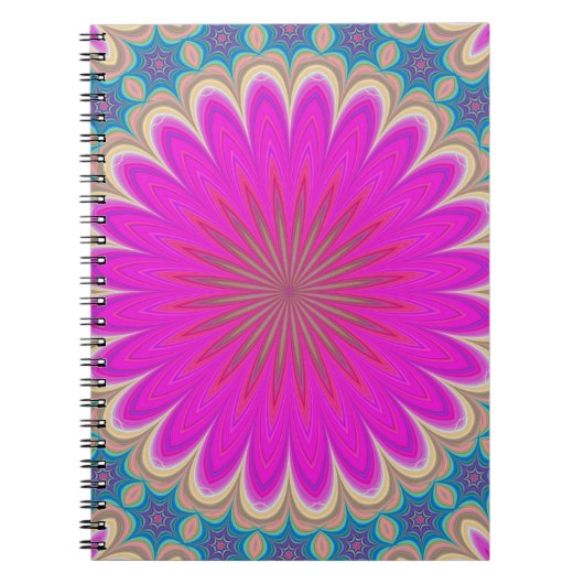 Carnet Pouvoir floral rétro Mandala psychédélique (Devant)