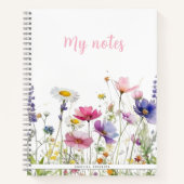 Carnet Prairie de fleurs sauvages écriture rose double fa (Devant)