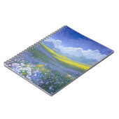 Carnet prairie verte surcultivée avec des fleurs bleues (Côté gauche)