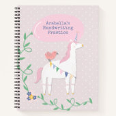 Carnet Pratique d'écriture manuscrite Unicorne rose (Devant)