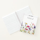 Carnet Pré avec fleurs sauvages aquarelle blanc propre (Intérieur)