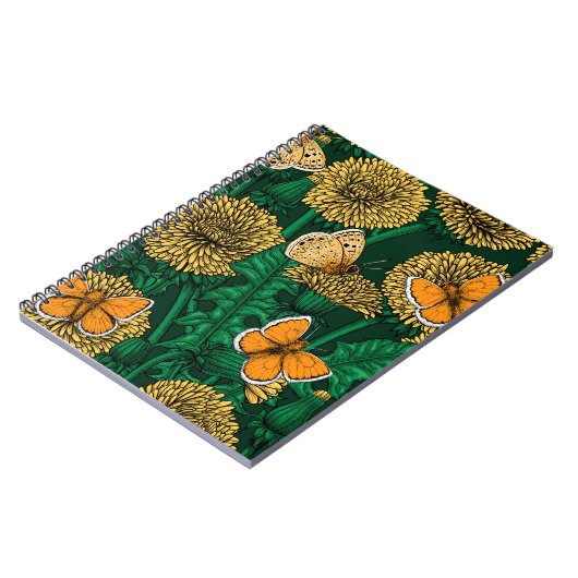 Carnet Pré de Dandelion sur vert foncé (Côté gauche)