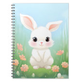 Carnet Pré mou : Lapin bébé dans les fleurs du printemps (Devant)