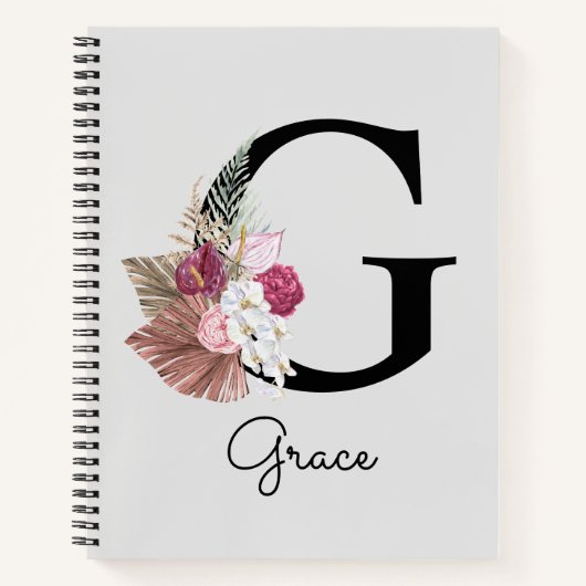 Carnet Premier G Monogramme rose Boho Girl Floral (Devant)