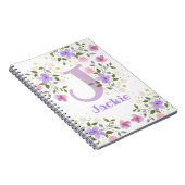 Carnet Premier Initial Plus Nom Jackie avec Fleurs (Côté Droit)