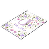 Carnet Premier Initial Plus Nom Jennifer avec Fleurs (Côté gauche)