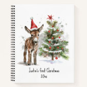 Carnet Premier Noël de l'âne de bébé doux, coutume (Devant)