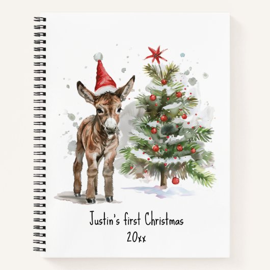 Carnet Premier Noël de l'âne de bébé doux, coutume (Devant)