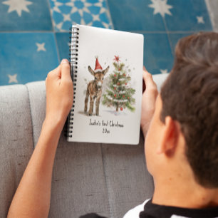 Carnet Premier Noël de l'âne de bébé doux, coutume