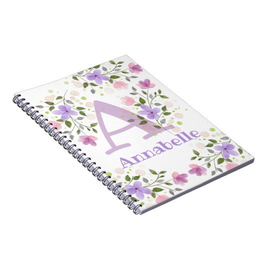 Carnet Premier nom initial plus Annabelle avec fleurs (Côté Droit)