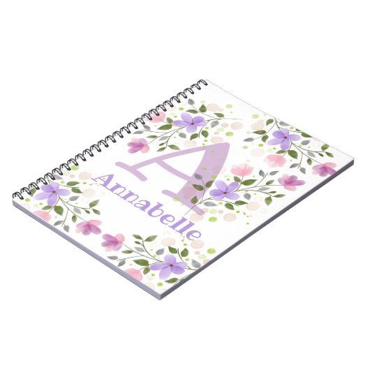 Carnet Premier nom initial plus Annabelle avec fleurs (Côté gauche)