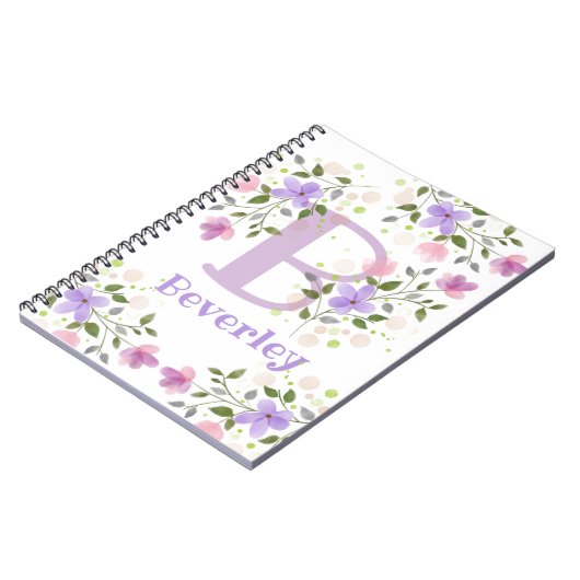 Carnet Premier nom initial plus Beverley avec fleurs (Côté gauche)