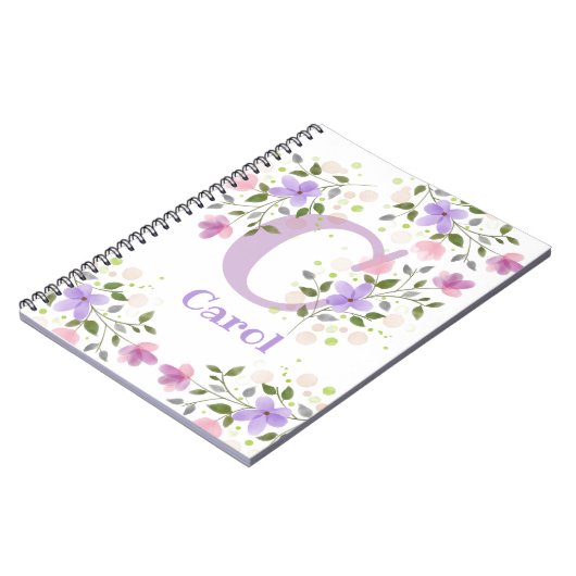 Carnet Premier nom initial Plus Carol avec fleurs (Côté gauche)