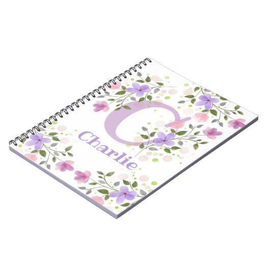 Carnet Premier nom initial plus Charlie avec fleurs (Côté gauche)