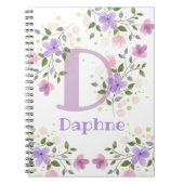 Carnet Premier nom initial plus Daphné avec fleurs (Devant)