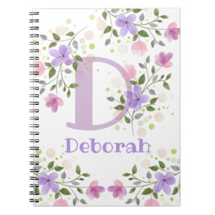 Carnet Premier nom initial plus Deborah avec fleurs