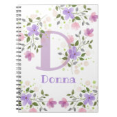 Carnet Premier nom initial Plus Donna avec Fleurs (Devant)