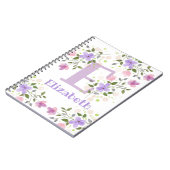 Carnet Premier nom initial plus Elizabeth avec fleurs (Côté gauche)