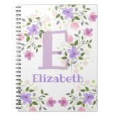 Carnet Premier nom initial plus Elizabeth avec fleurs (Devant)