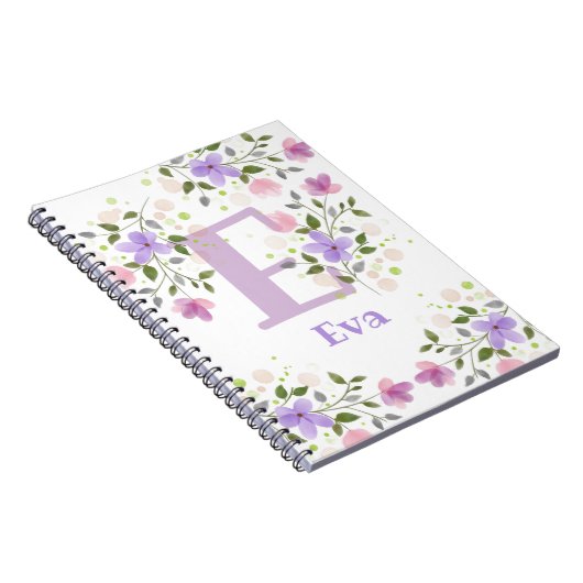 Carnet Premier nom initial plus Eva avec fleurs (Côté Droit)