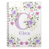 Carnet Premier nom initial plus Gina avec fleurs (Devant)