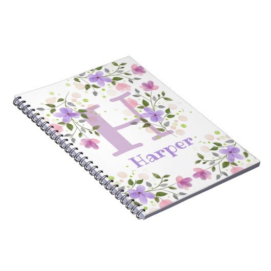 Carnet Premier nom initial plus Harper avec fleurs (Côté Droit)