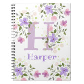 Carnet Premier nom initial plus Harper avec fleurs (Devant)