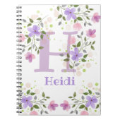 Carnet Premier nom initial plus Heidi avec fleurs (Devant)