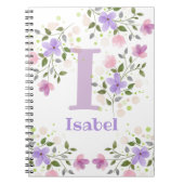 Carnet Premier nom initial plus Isabel avec fleurs (Devant)