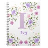 Carnet Premier nom initial Plus Ivy avec Fleurs (Devant)