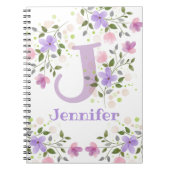 Carnet Premier nom initial plus Jennifer avec fleurs (Devant)