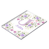 Carnet Premier nom initial plus Julia avec fleurs (Côté gauche)