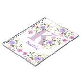 Carnet Premier nom initial plus Katie avec fleurs (Côté gauche)