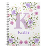 Carnet Premier nom initial plus Katie avec fleurs (Devant)