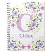 Carnet Premier nom initial plus Nom Chloe avec Fleurs (Devant)