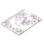 Carnet Première initiale plus le nom Anne avec des fleurs (Côté gauche)