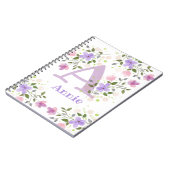 Carnet Première initiale plus le nom Annie avec des fleur (Côté gauche)