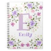 Carnet Première initiale plus le nom Emily avec des fleur (Devant)
