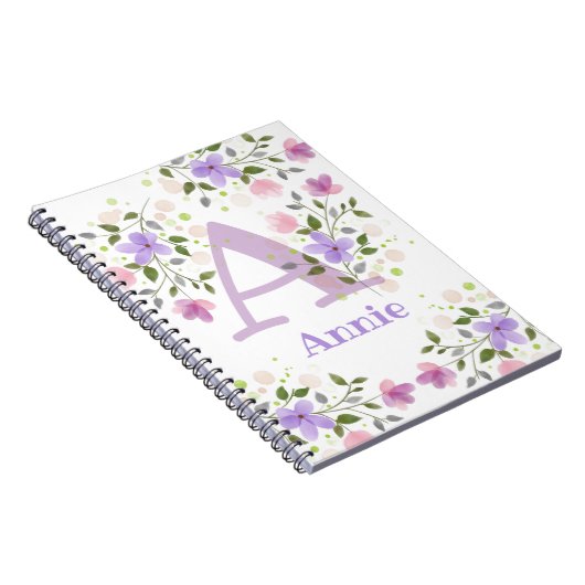 Carnet Première initiale Plus Nom Annie avec Fleurs (Côté Droit)
