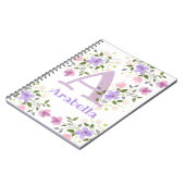 Carnet Première initiale plus nom Arabella avec des fleur (Côté gauche)