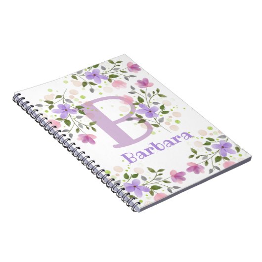 Carnet Première initiale Plus Nom Barbara avec Fleurs (Côté Droit)