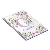 Carnet Première initiale plus nom Caroline avec des fleur (Côté Droit)
