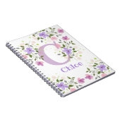 Carnet Première initiale plus nom Chloé avec des fleurs (Côté Droit)