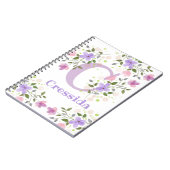 Carnet Première initiale plus nom Cressida avec des fleur (Côté gauche)