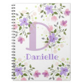 Carnet Première initiale Plus Nom Danielle avec Fleurs (Devant)