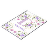 Carnet Première initiale plus nom Davina avec des fleurs (Côté gauche)