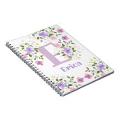 Carnet Première initiale plus nom Erica avec des fleurs (Côté Droit)